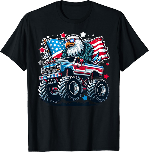 4th of July Patriotic American Flag Eagle USA Red White Blue T-Shirt