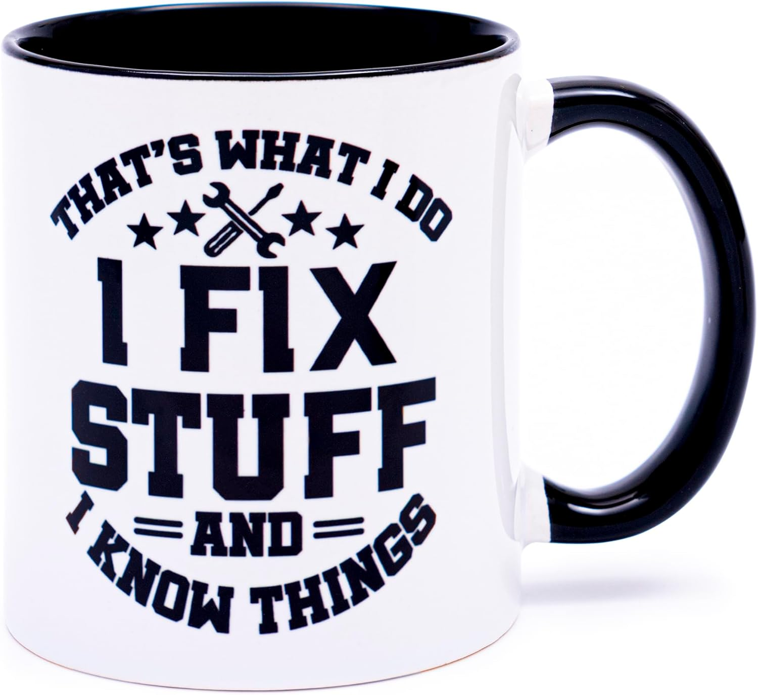 That's What I Do I Fix Stuff and I Know Things 11oz Coffee Mug, Funny Fathers Day Dad Gifts Stepdad, Husband, Uncle, Mechanic, Coworker Birthday or Father’s Day Gift