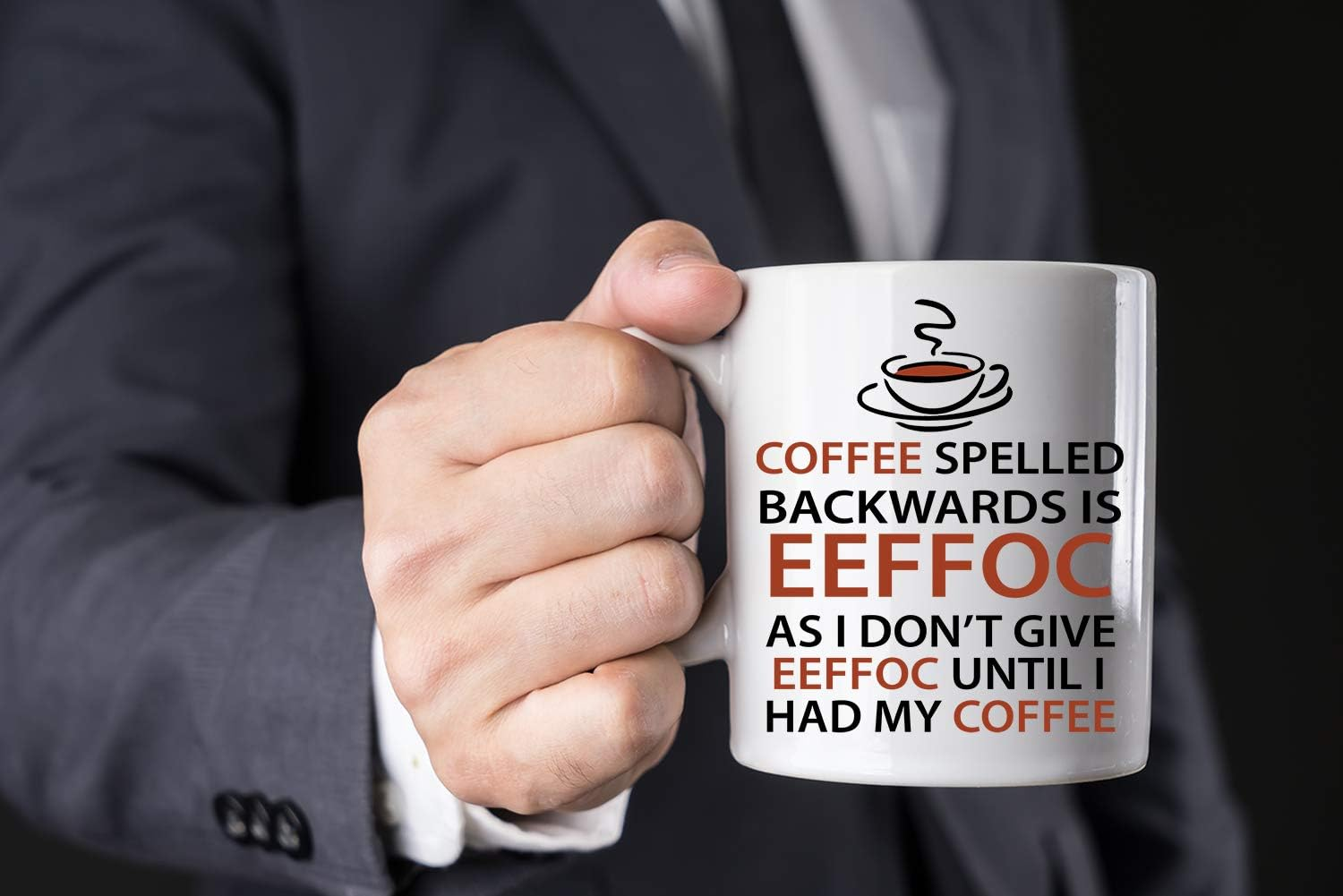 AW Fashions Eeffoc Is Coffee Spelled Backwards, As I Dont Give Eeffoc Until I Had My Coffee - Funny Mug - 11OZ Coffee Mug - Mugs For Women, Boss, Friend, Employee, or Spouse - Perfect Birthday Idea