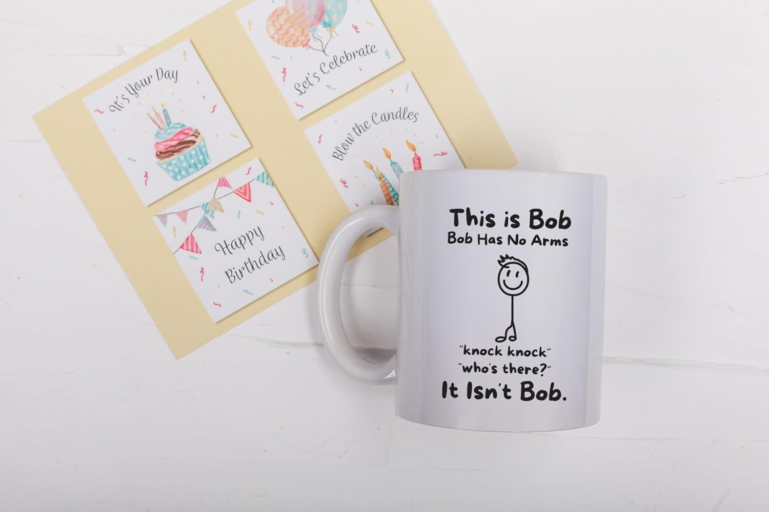 This Is Bob Funny Stickman Figure Coffee Mug - Bob Has No Arms Adult Humor Mug for Him Husband Boyfriend Gift Idea - Hilarious Birthday Presents for Office Coworker or Dad - 11 oz White Novelty Cup