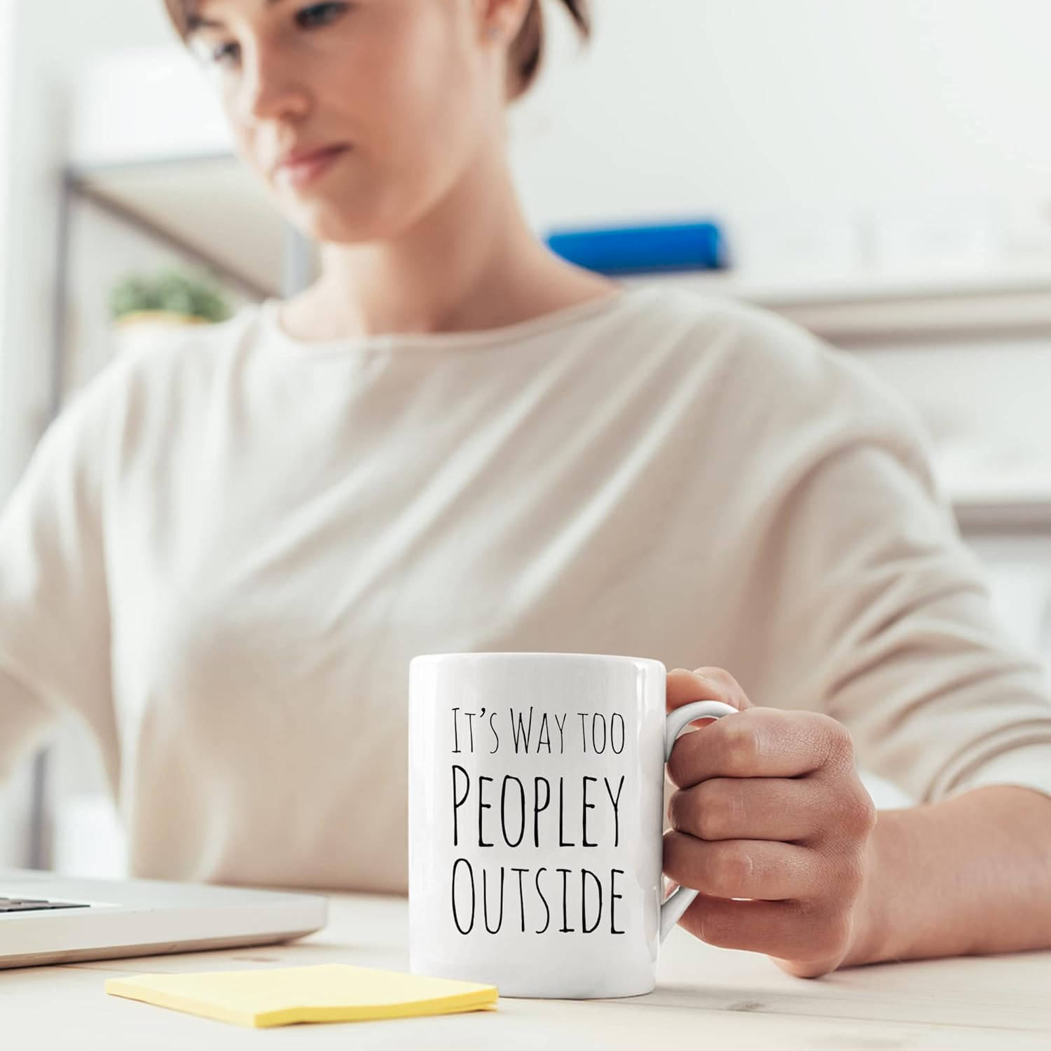 Funny Mug For Introvert Anti Social People Its Way Too Peopley Outside Gift Cup 11 oz White Ceramic Mugs Sarcastic Personal Mug