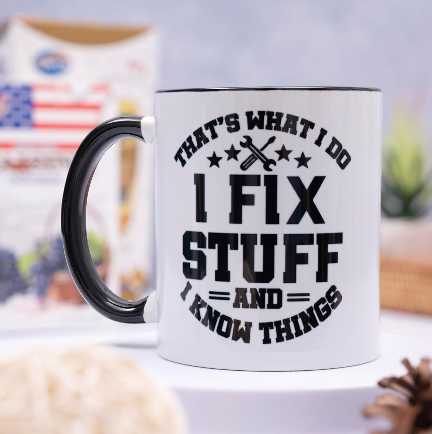 That's What I Do I Fix Stuff and I Know Things 11oz Coffee Mug, Funny Fathers Day Dad Gifts Stepdad, Husband, Uncle, Mechanic, Coworker Birthday or Father’s Day Gift