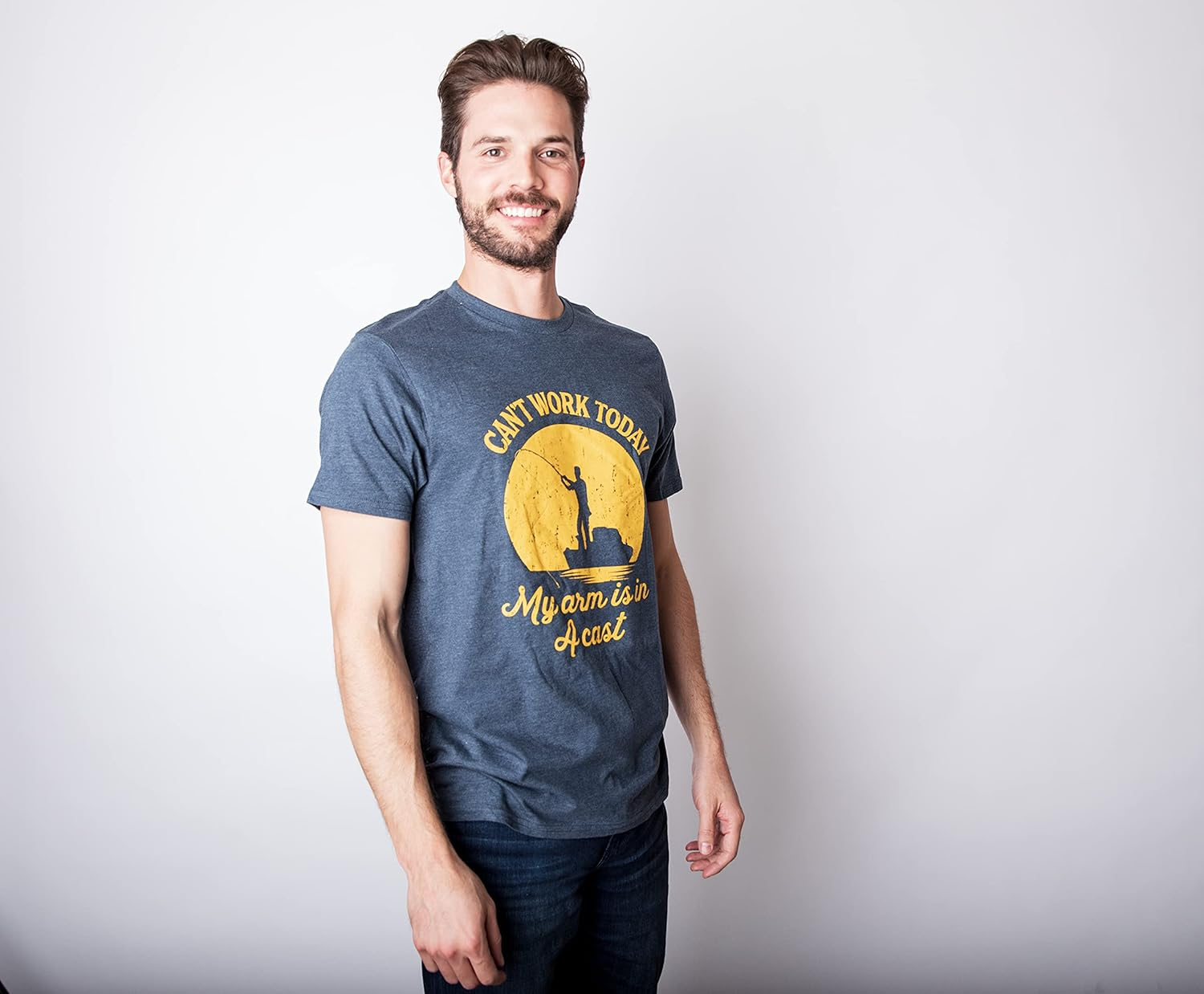 I Can't Work Today My Arm is in A Cast Funny Fishing Fathers Day Tee