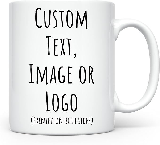Personalized Coffee Mug | Custom Photo Text and Logo Ceramic Mug | Customized 11 Oz Tea Cup for Men & Women | Unique Gift Idea - Taza Personalizadas Design with Picture or Message | White